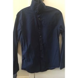 Men’s Navy Blue Express Long Sleeve Buttondown